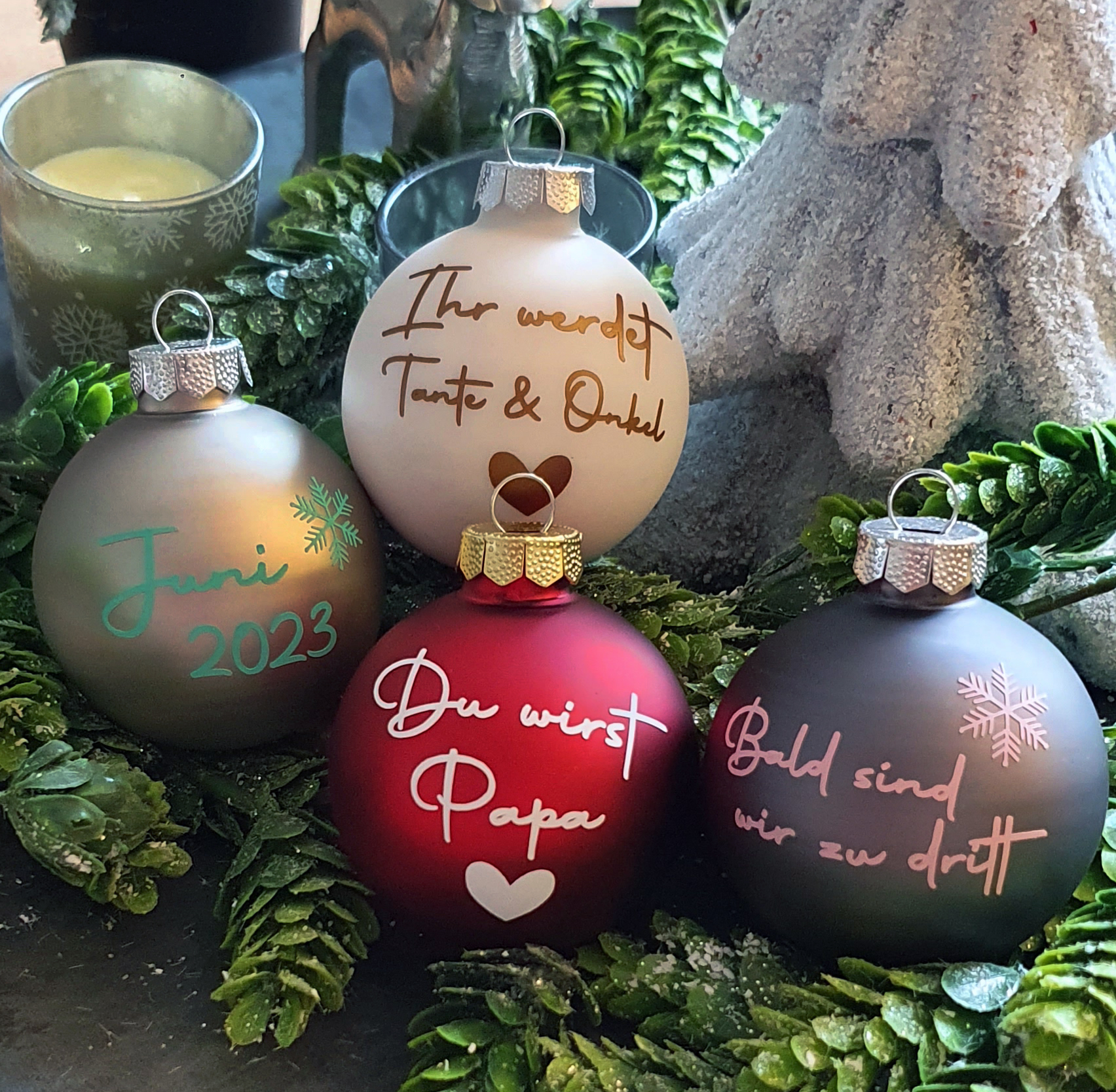 Christbaumkugel / Weihnachtsbaumkugel - für die ganze Familie - Pärchen, 1.Weihnachten oder mit dem Nachnamen ♥ 